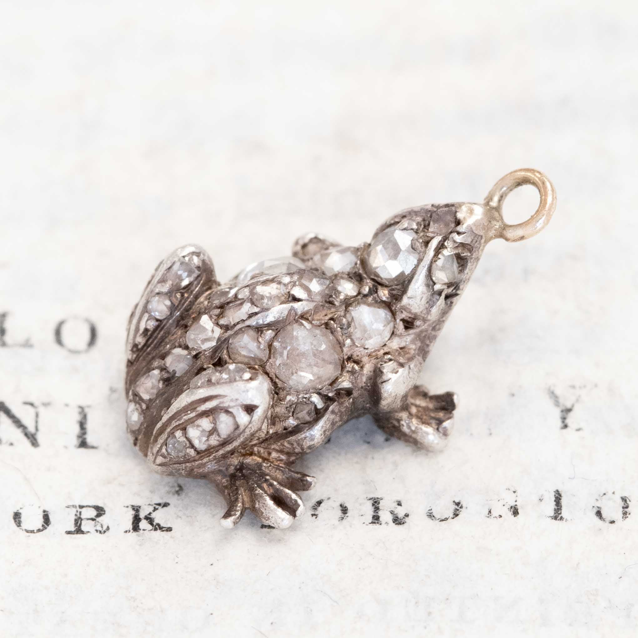 RARE Antique Rose Cut Diamond Frog Charm