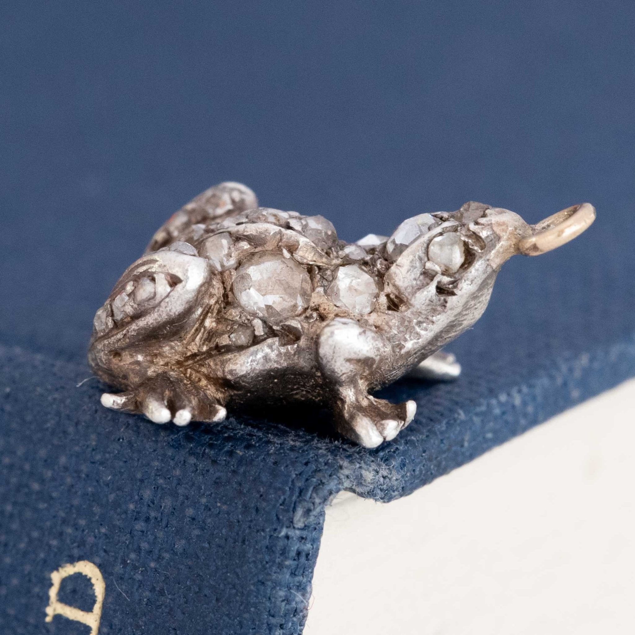 RARE Antique Rose Cut Diamond Frog Charm