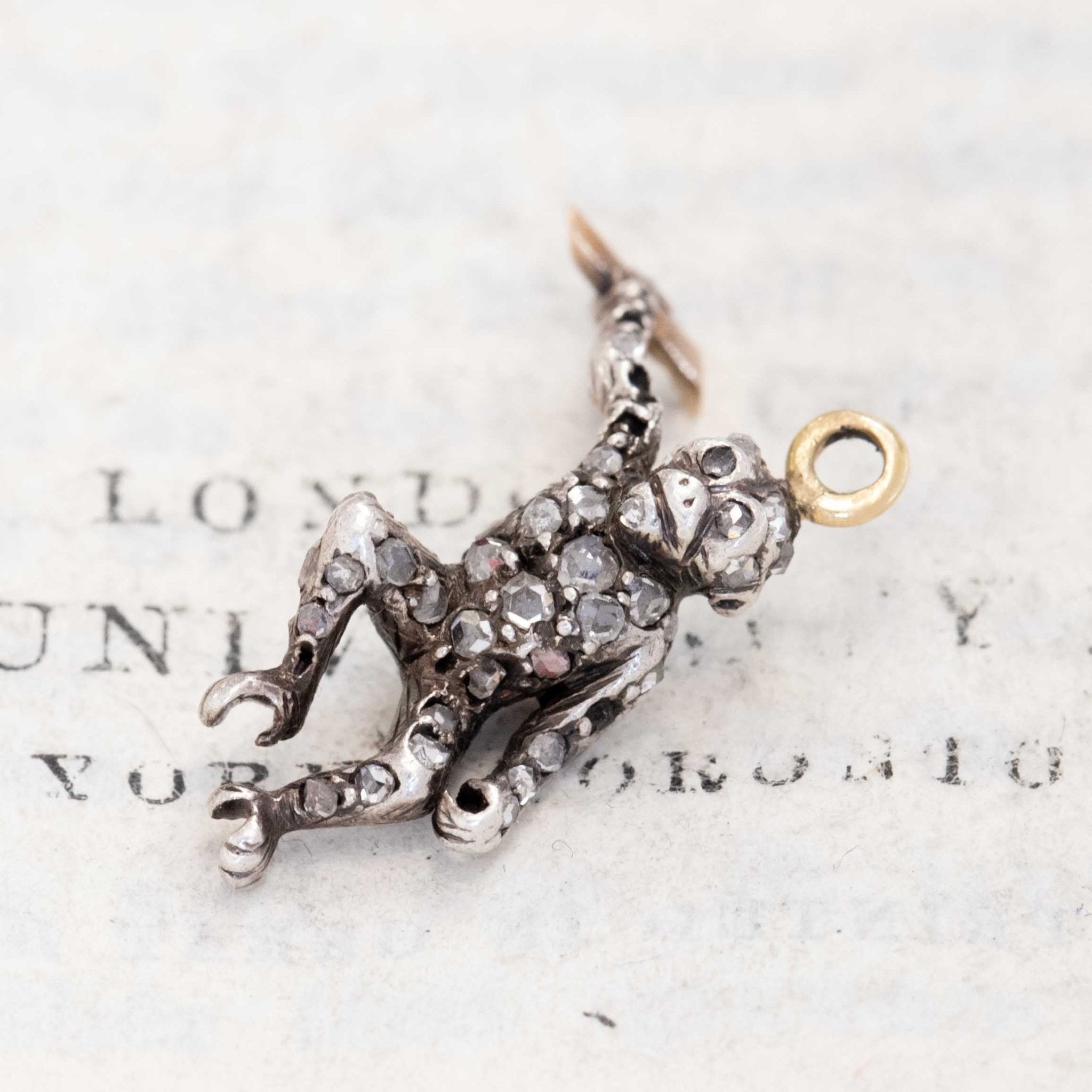 RARE Antique Rose Cut Diamond Monkey Charm