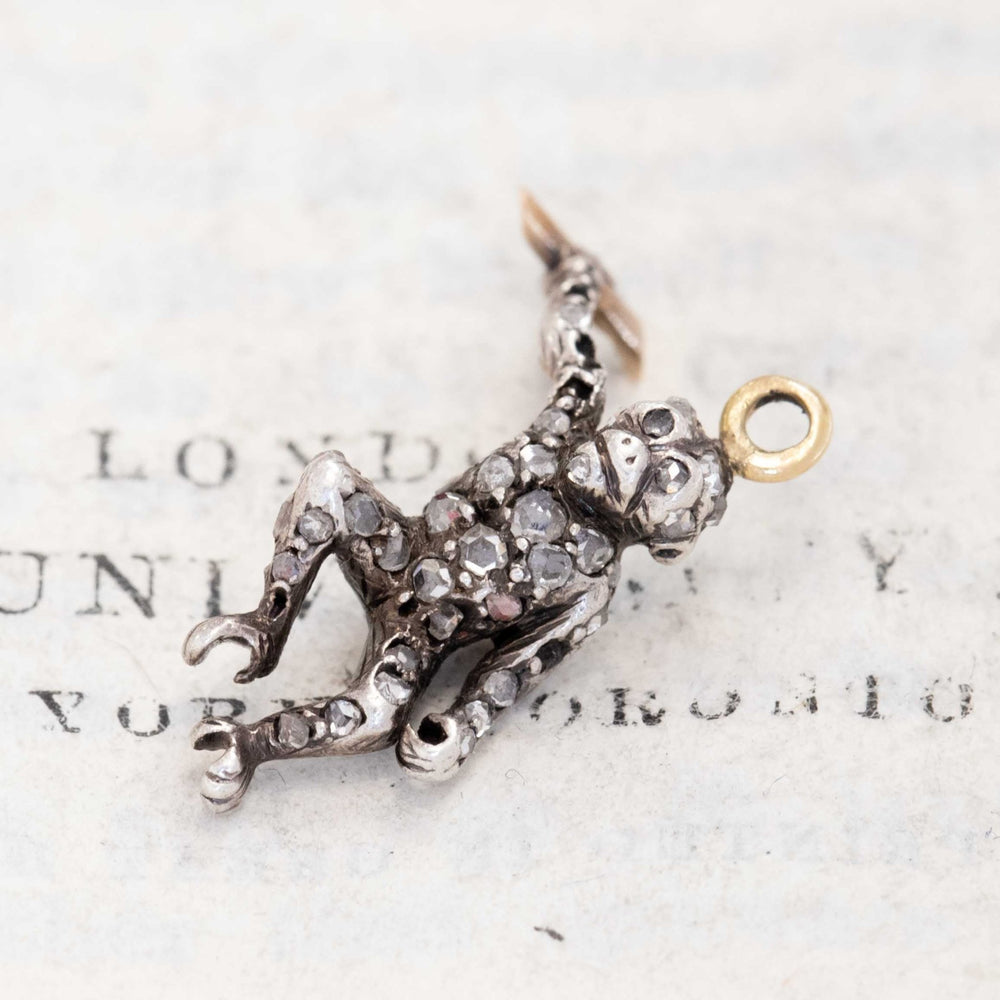 RARE Antique Rose Cut Diamond Monkey Charm