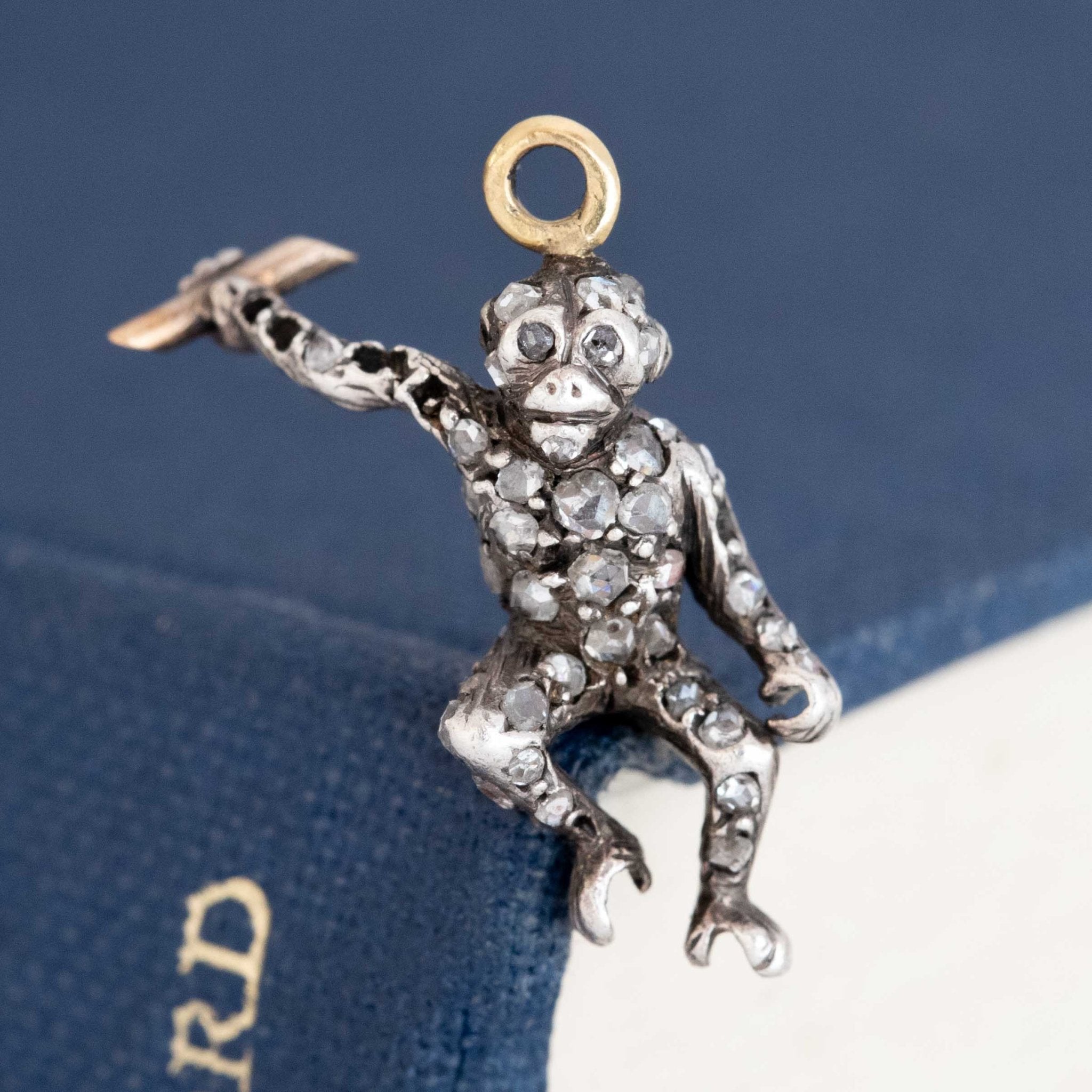 RARE Antique Rose Cut Diamond Monkey Charm