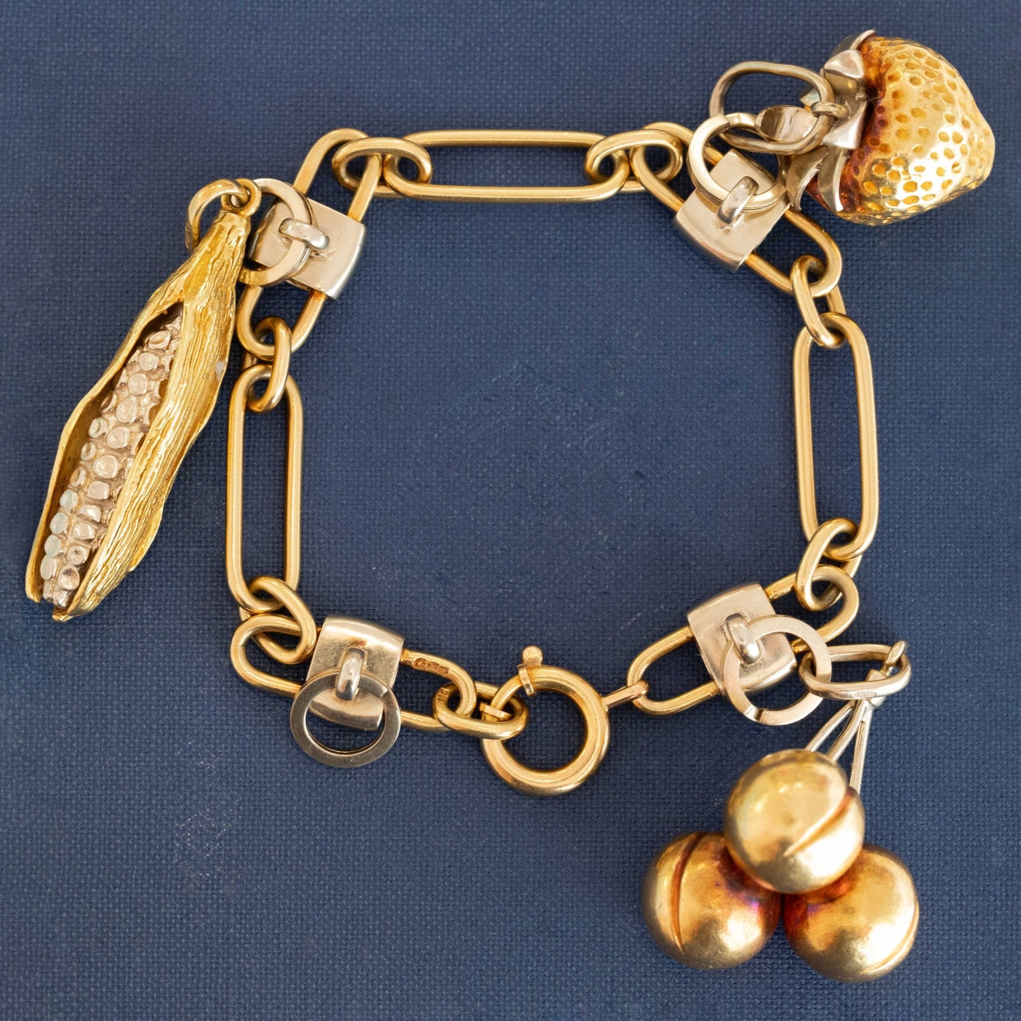 Vintage Cartier Aldo Cipullo Fruits of Summer charm bracelet in 18k yellow and white gold