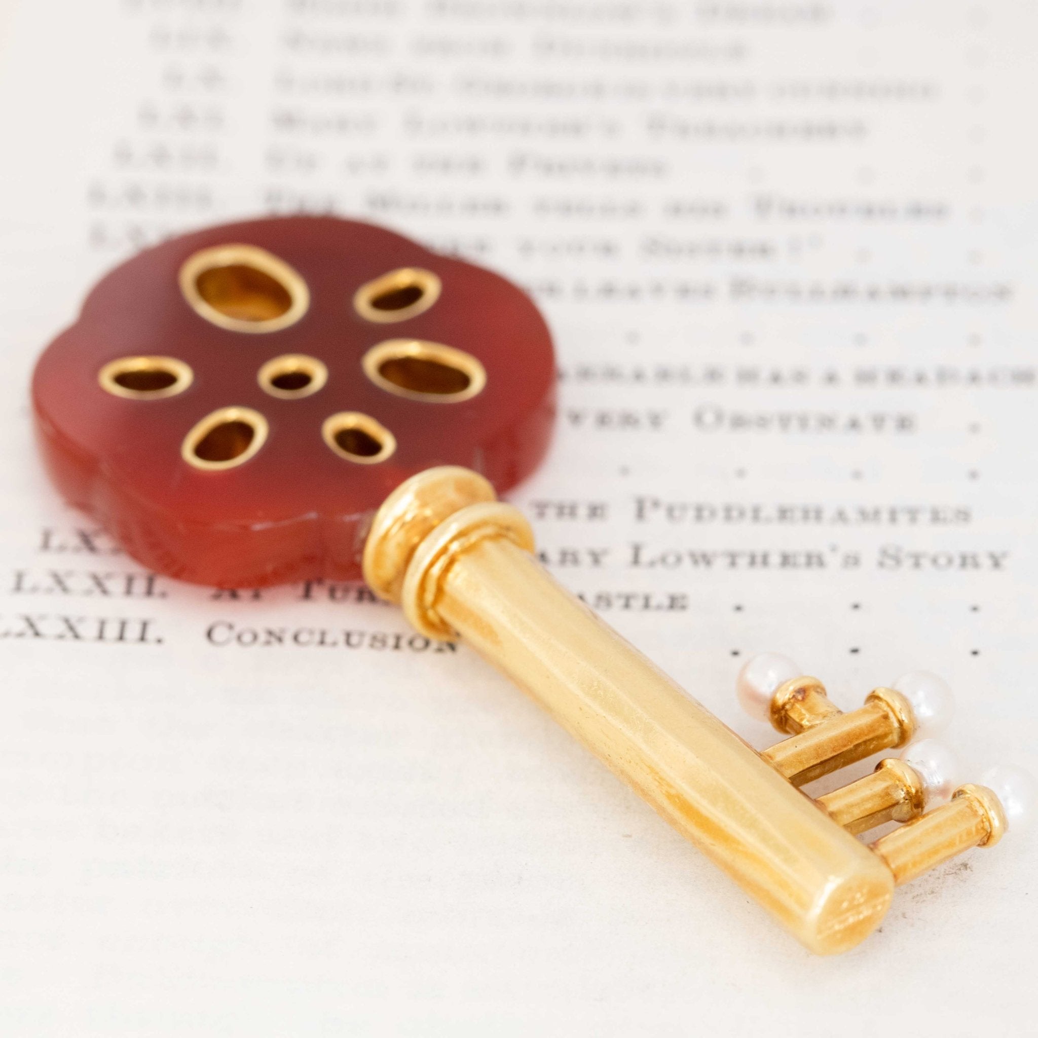 RARE Vintage Carnelian Key Pendant, by Angela Cummings