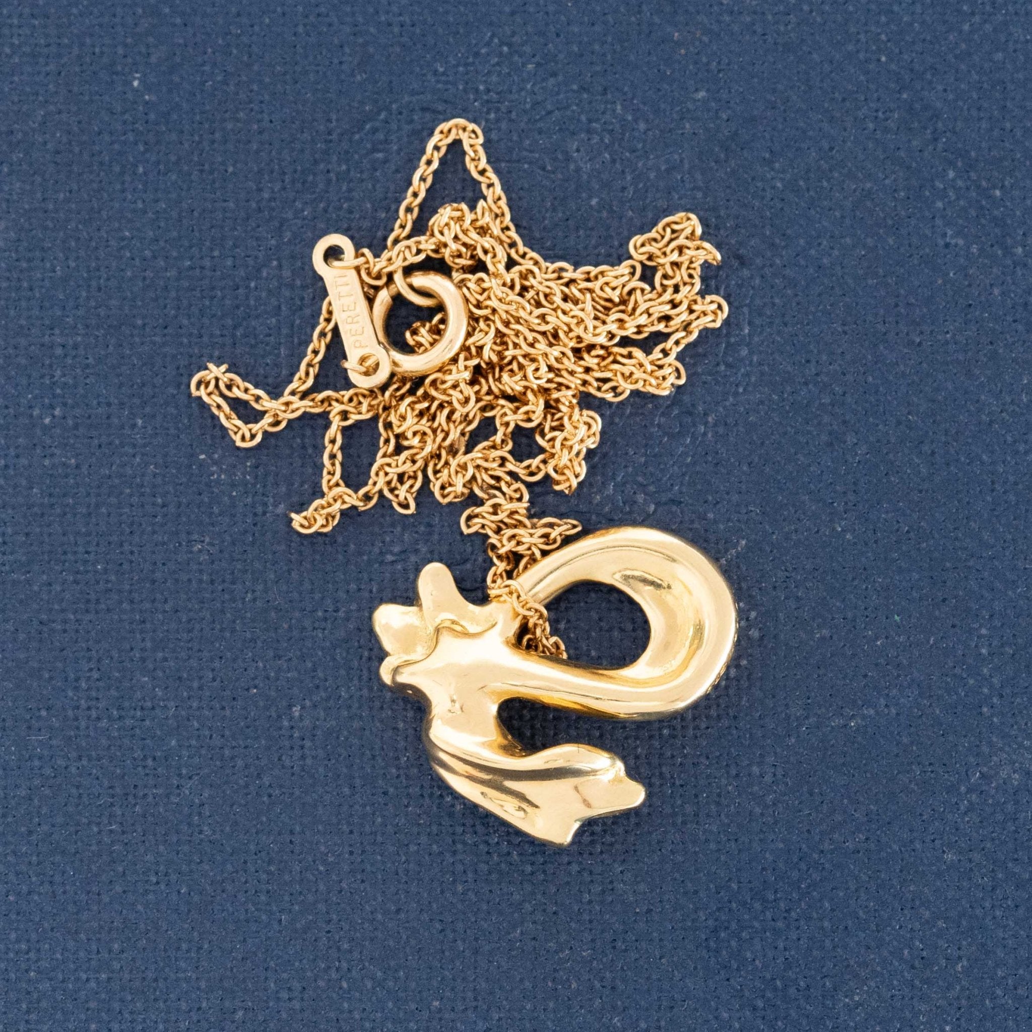 Hard-to-find Peretti zodiac Dragon pendant on gold chain