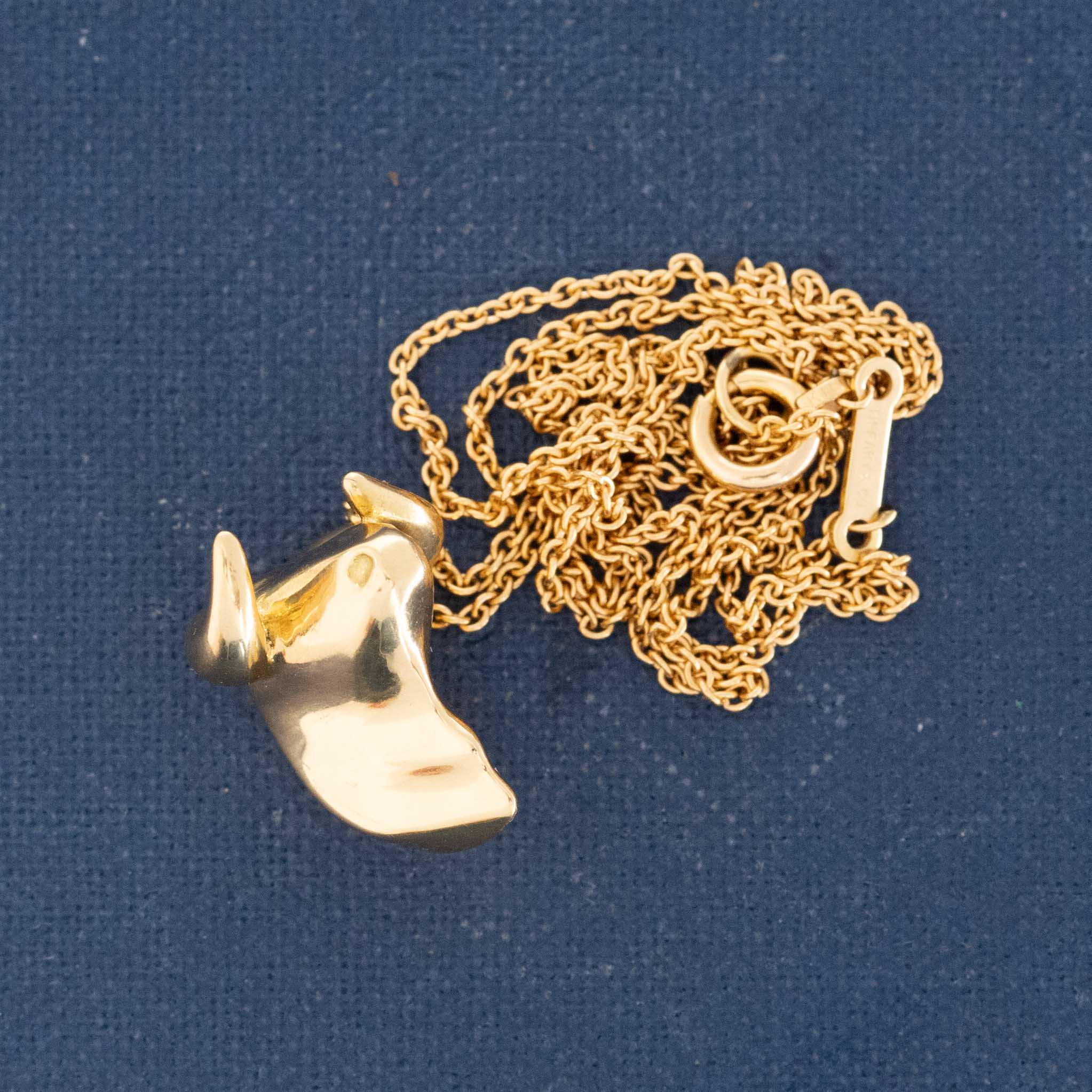 Hard-to-find Peretti zodiac Ox pendant on gold chain