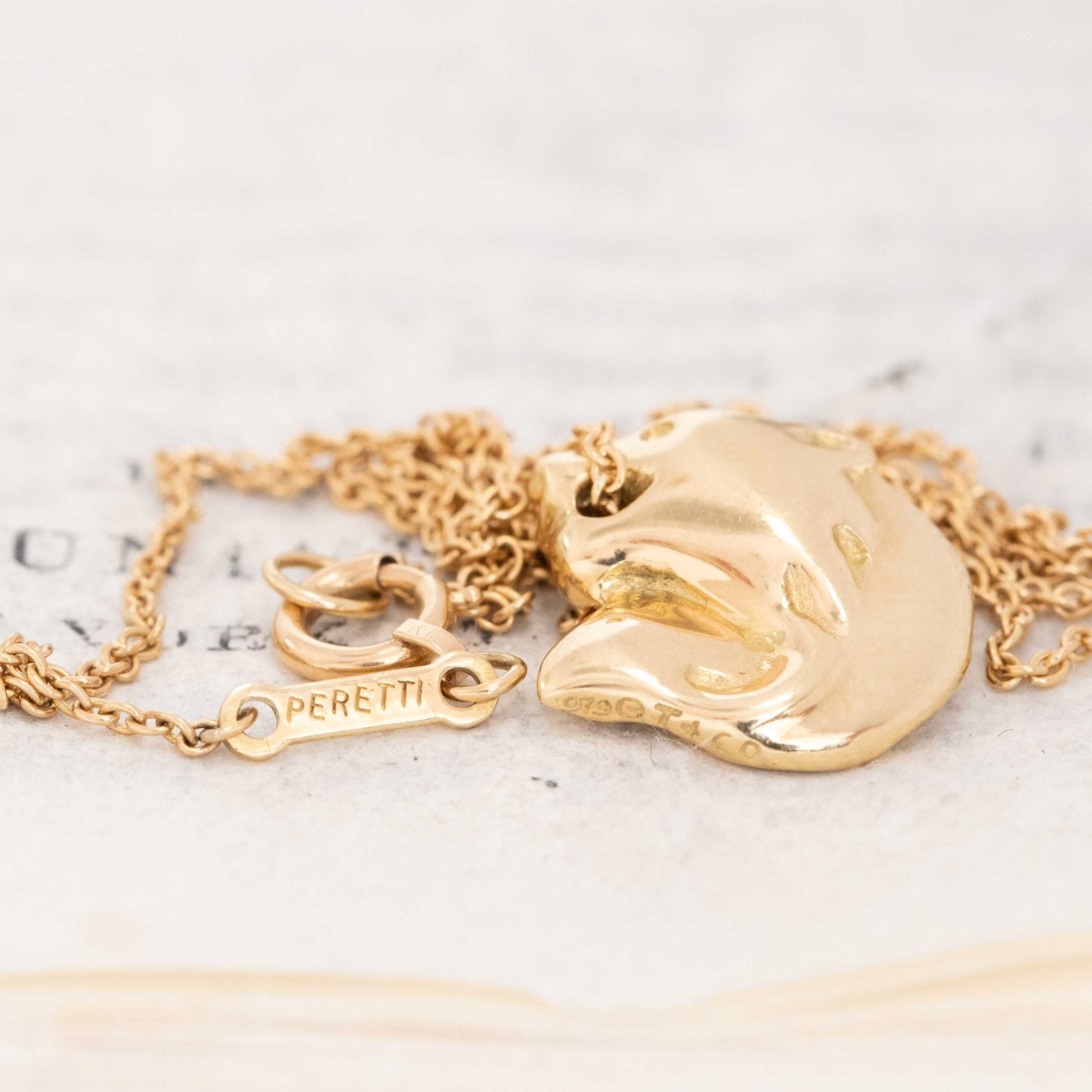 1980s Tiffany Peretti Tiger charm in 18k yellow gold