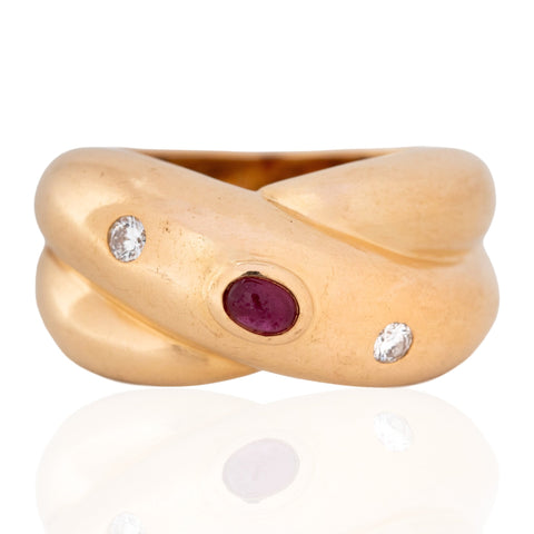 Vintage Cartier Colisée ruby and diamond ring in 18K yellow gold