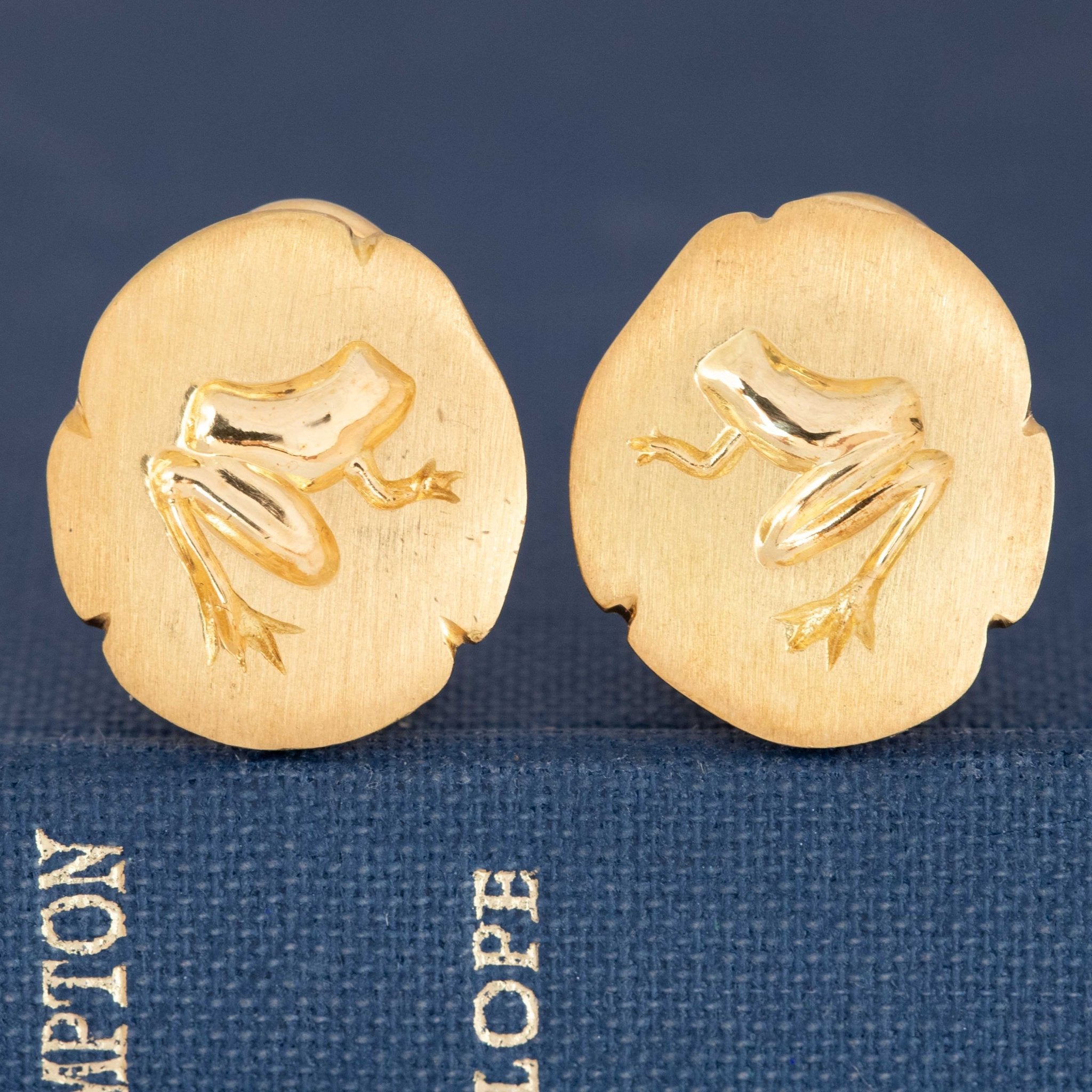 RARE Vintage Frog on Lilly Pad Earrings, by Tiffany & Co.