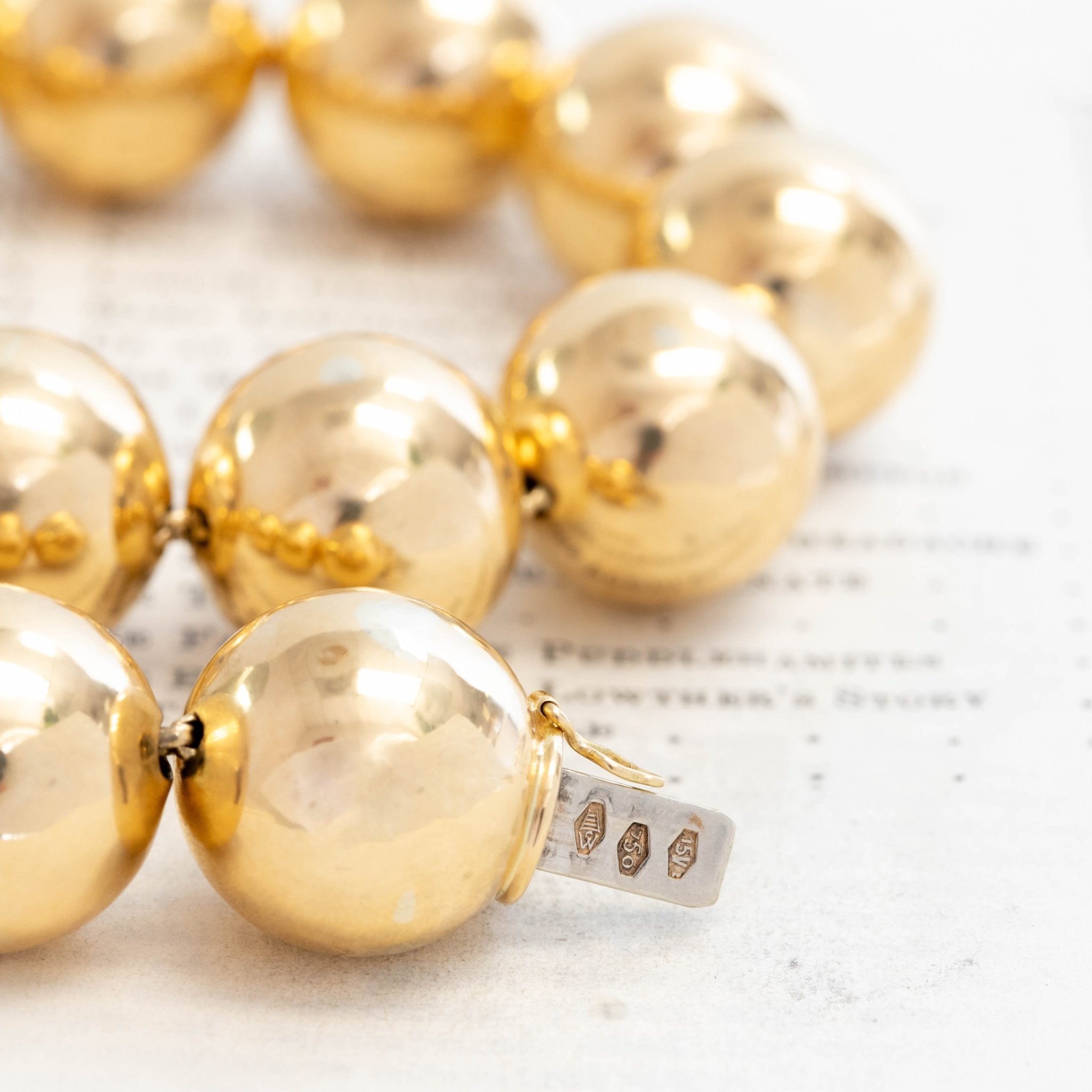 Rare vintage Bulgari gold bead necklace by Carlo Weingrill