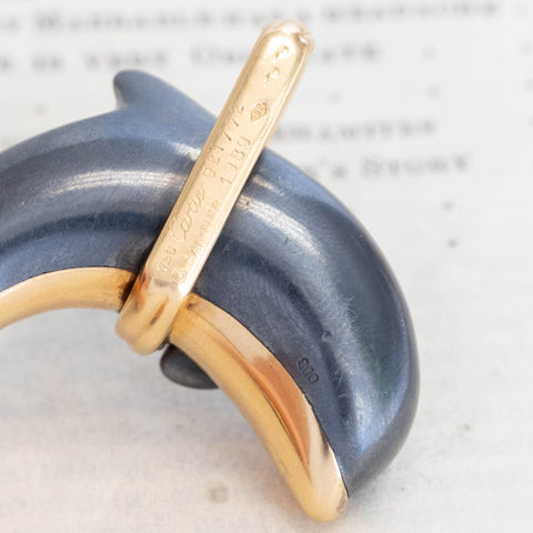 RARE Vintage Hematite Dolphin Pendant, by Cartier