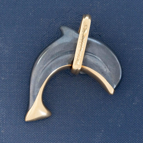 RARE Vintage Hematite Dolphin Pendant, by Cartier