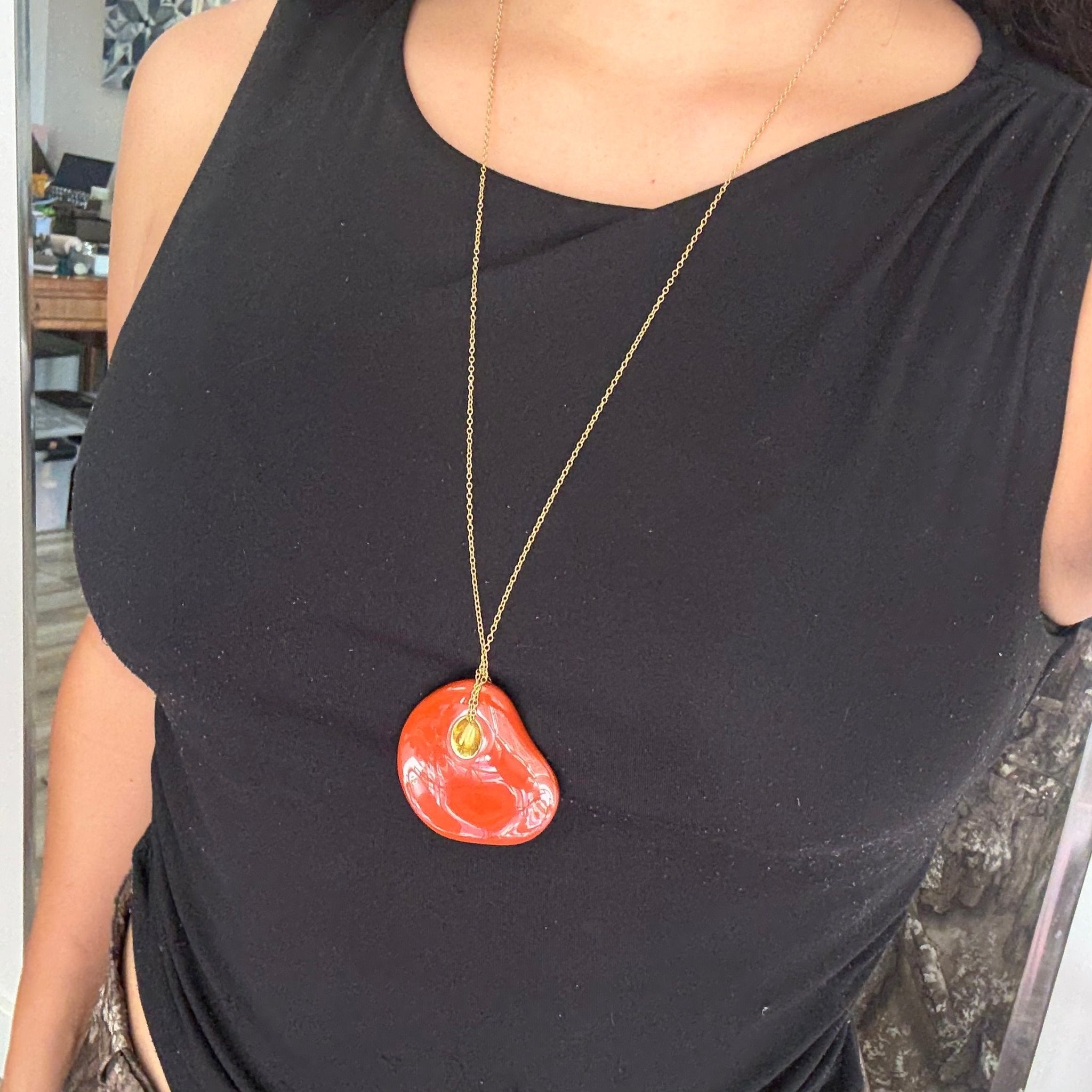 RARE Vintage Jasper Touch Stone Pendant, by Elsa Peretti for Tiffany & Co.