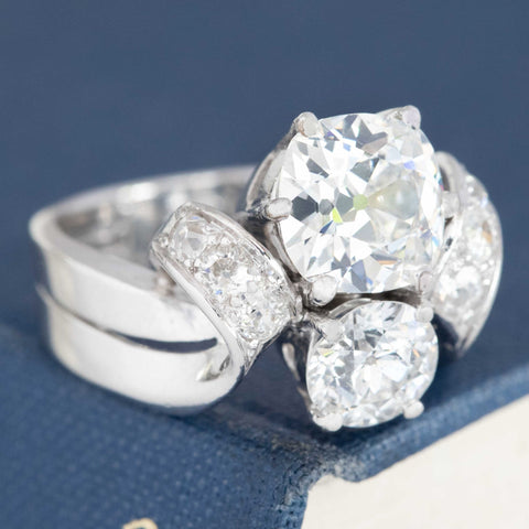RARE Vintage Monture 4.00ctw Old Mine Cut Diamond Ring, by Van Cleef & Arpels