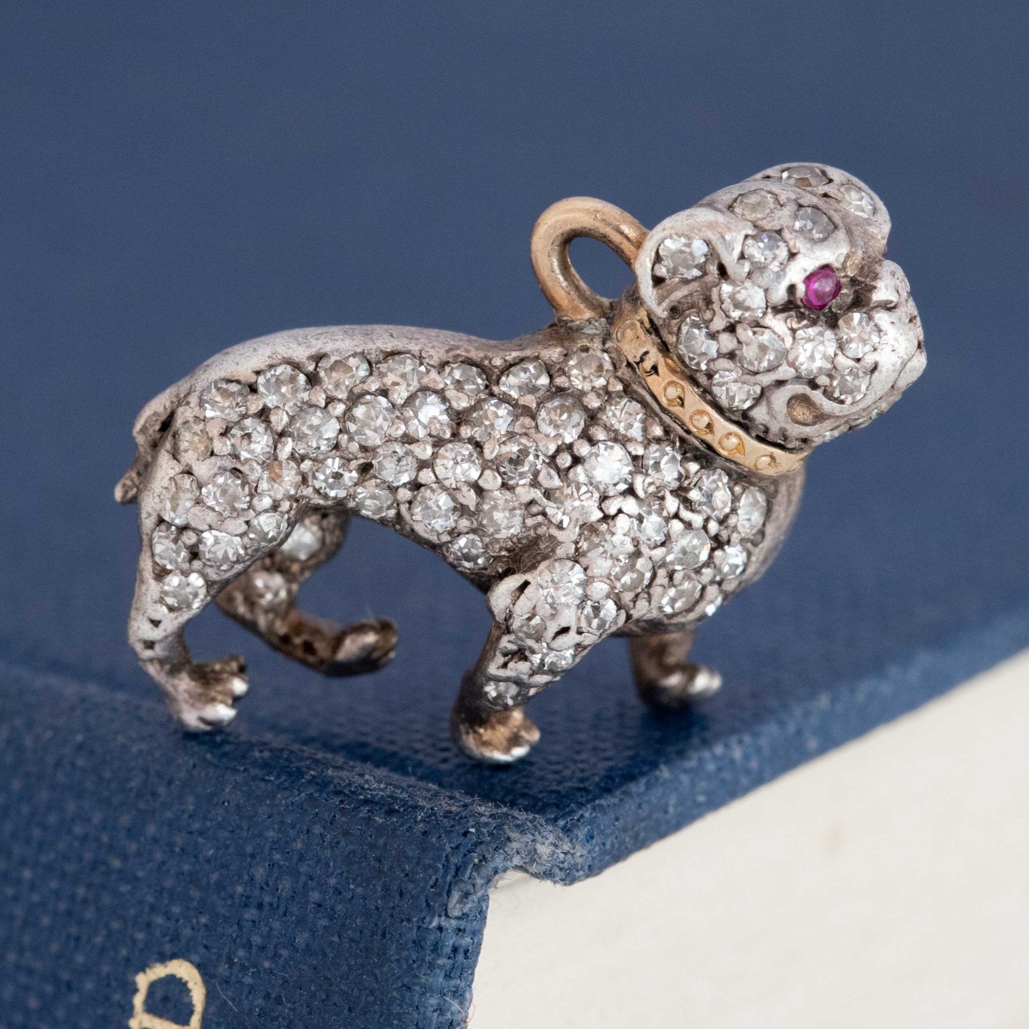 RARE Vintage Single Cut Diamond Bulldog Charm