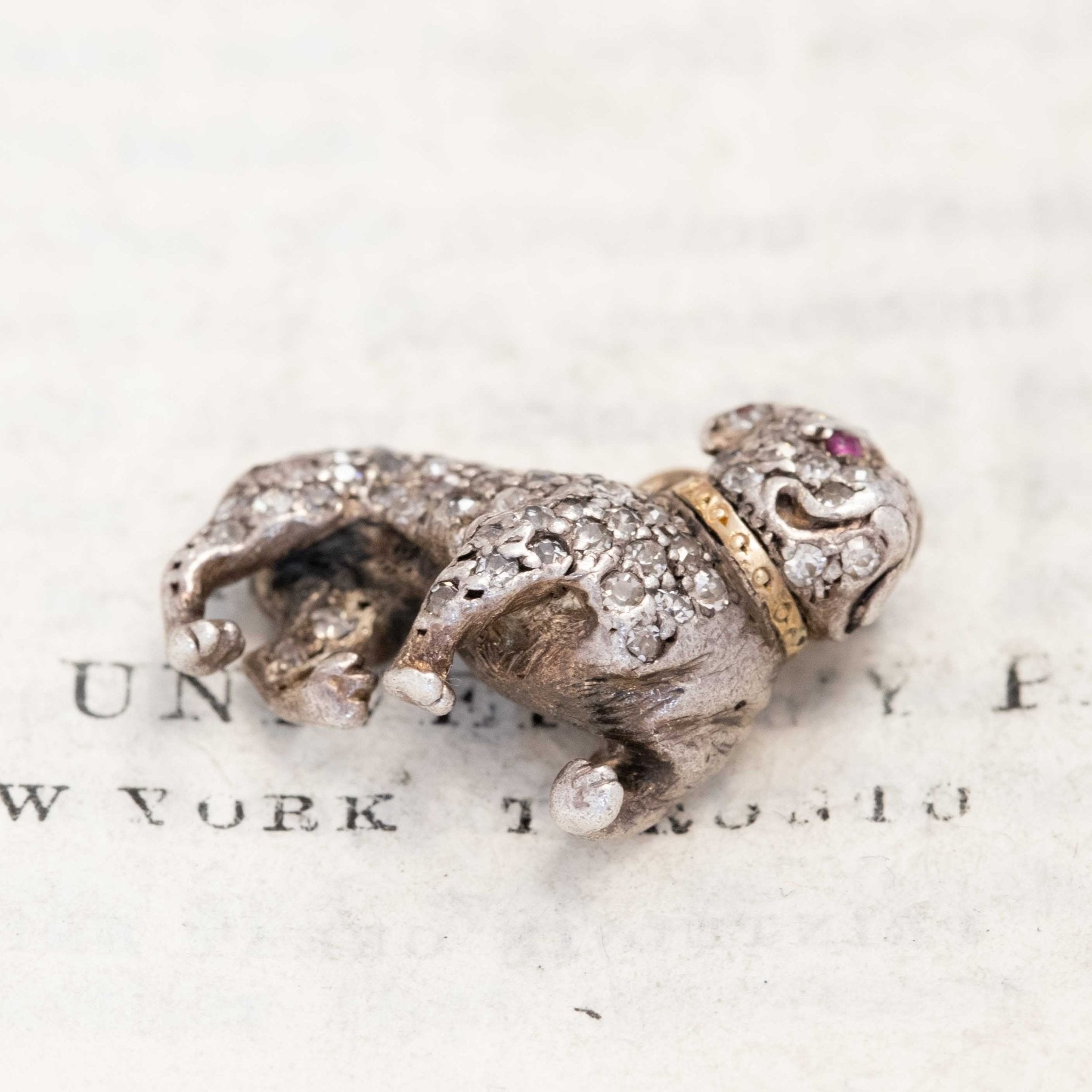RARE Vintage Single Cut Diamond Bulldog Charm