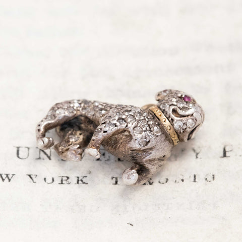 RARE Vintage Single Cut Diamond Bulldog Charm