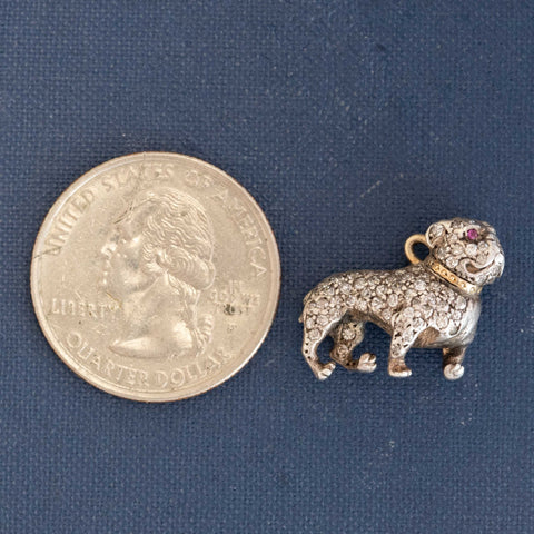 RARE Vintage Single Cut Diamond Bulldog Charm
