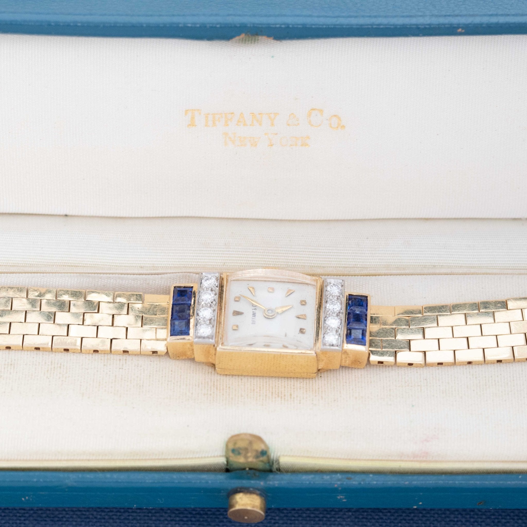 Mid-century Tiffany bracelet watch with brick-link band