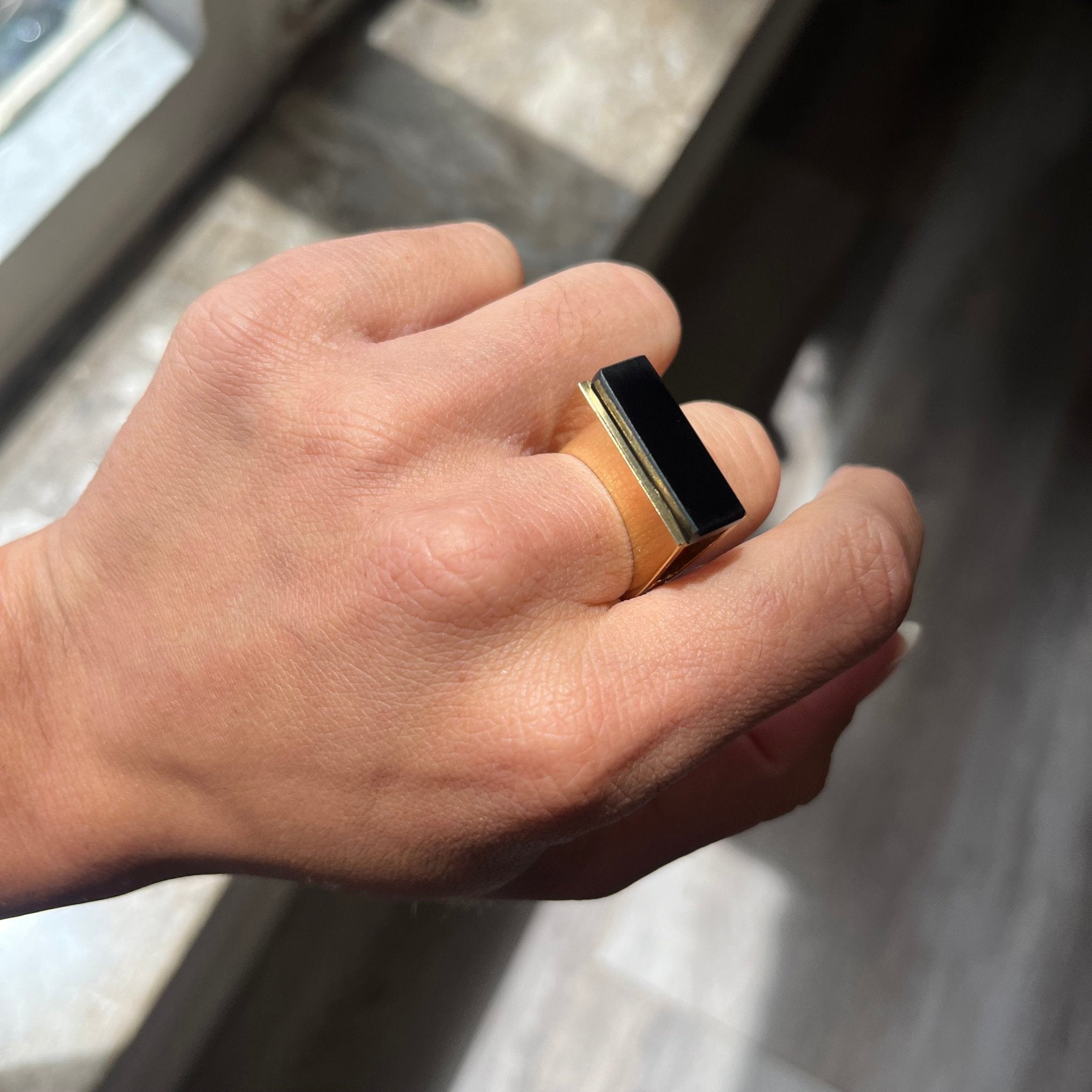 Retro Onyx Ring by Henry Dunay