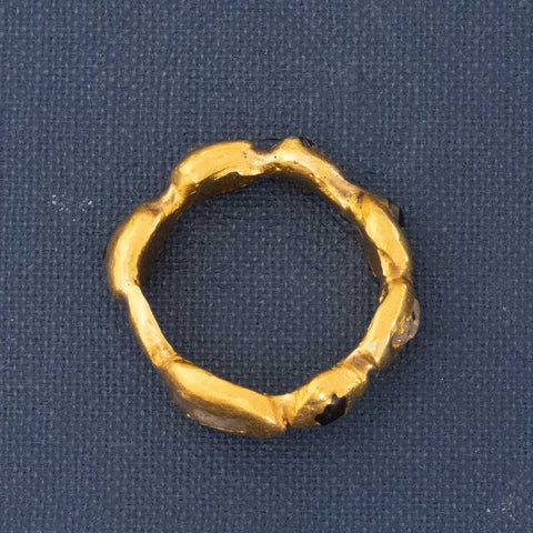 Rough Cut Diamond High Karat Gold Band