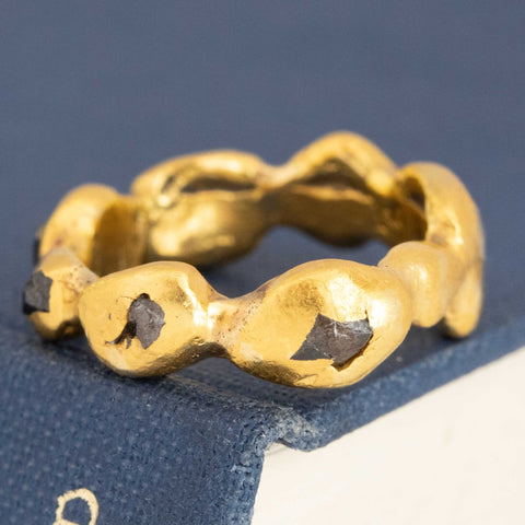 Rough Cut Diamond High Karat Gold Band