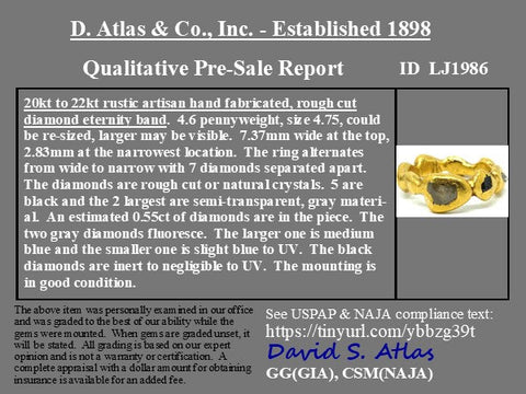 Rough Cut Diamond High Karat Gold Band