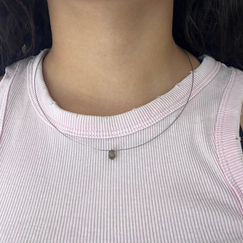Rough/Uncut Octahedron Diamond Collar Necklace, Steel