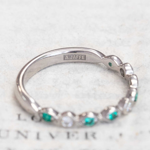 Round Cut Diamond & Emerald Band, by A. Jaffe