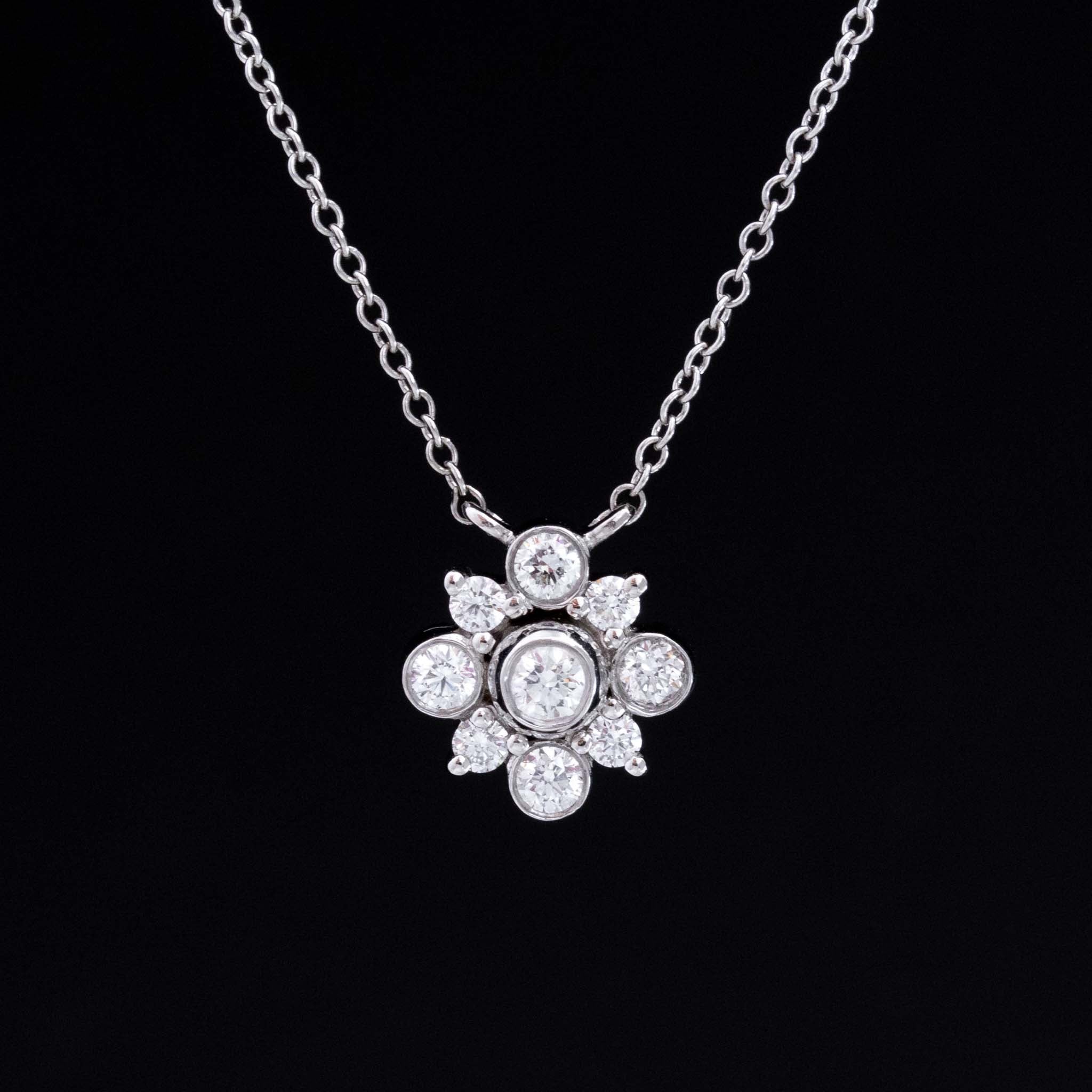 Round Cut Diamond Floral Cluster Pendant, by Kwiat