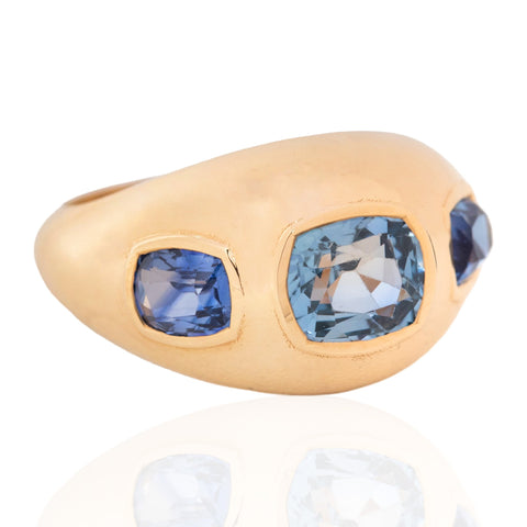 Sapphire Three Stone Flush Set Ring