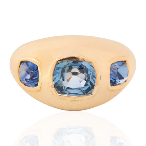Sapphire Three Stone Flush Set Ring