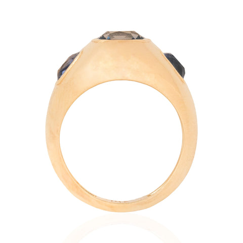 Sapphire Three Stone Flush Set Ring