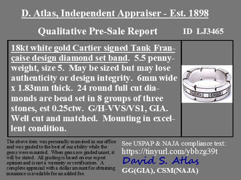  Chart - "TANK FRANCAISE" DIAMOND BAND, BY CARTIER
