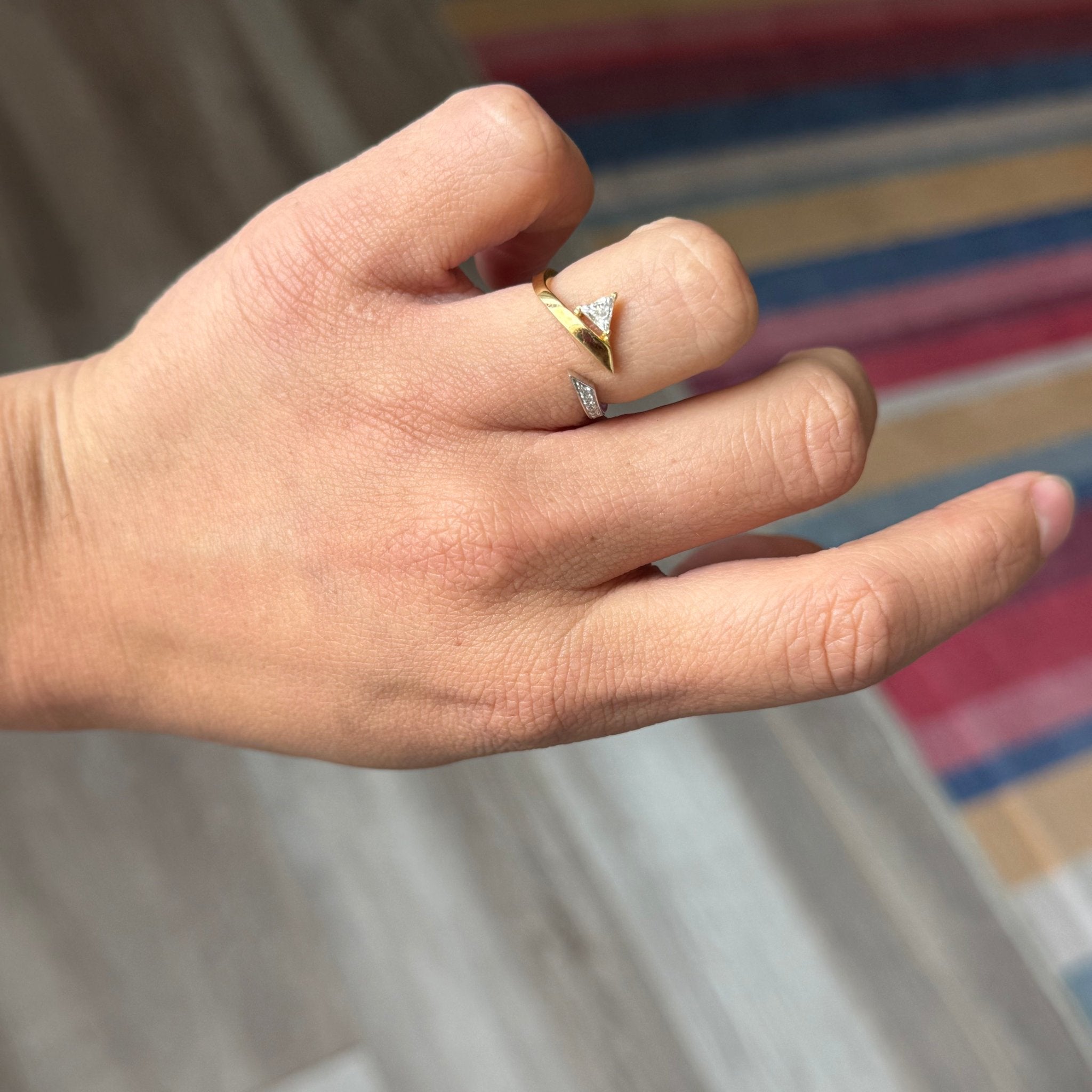 Triangle Cut Diamond Wrap Ring