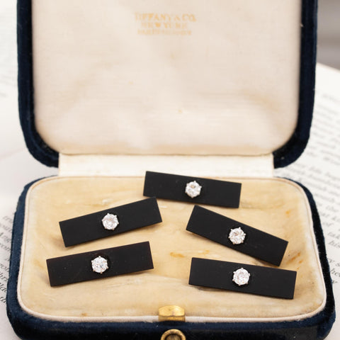 Victorian Diamond & Onyx Garter Pins by Tiffany & Co.