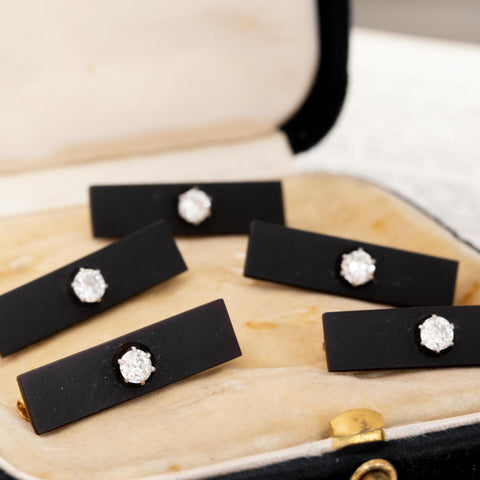 Victorian Diamond & Onyx Garter Pins by Tiffany & Co.