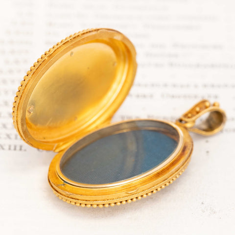 Victorian Goddess Diana Cameo Enamel Locket