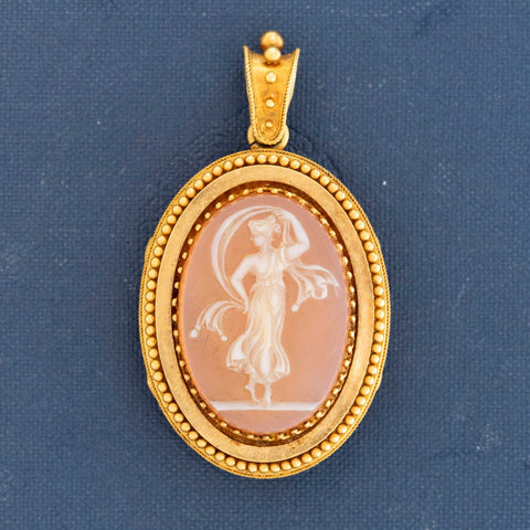 Victorian Goddess Diana Cameo Enamel Locket