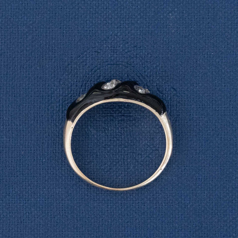 Victorian Old Mine Cut Diamond & Enamel Band