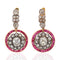 Victorian old mine cut diamond cluster day to night drop earrings with removable calibre ruby halos, 3.15ctw