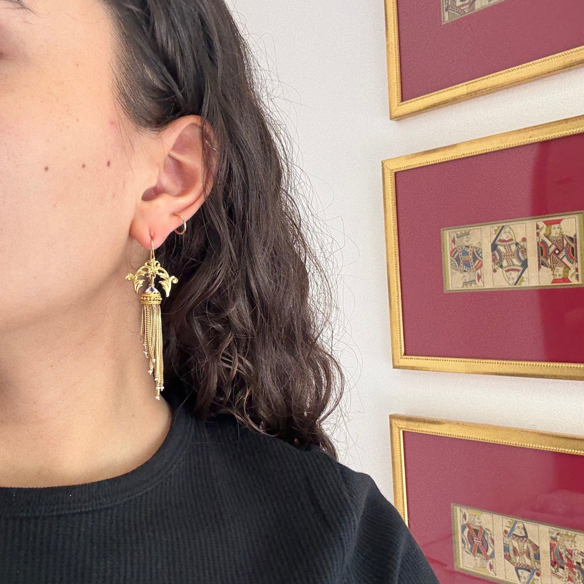 Victorian Revival Enamel Tassel Earrings