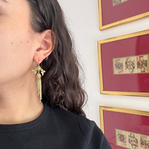 Victorian Revival Enamel Tassel Earrings