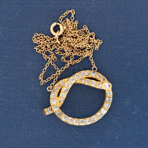 Victorian Rose Cut Diamond Lover's Knot Pendant