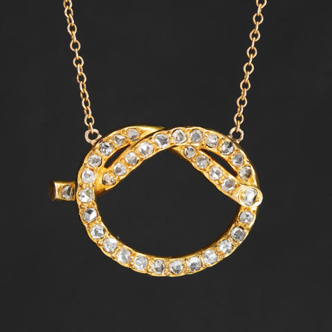 Victorian Rose Cut Diamond Lover's Knot Pendant