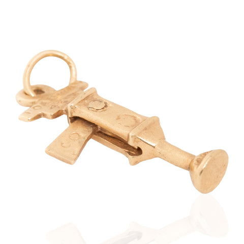 Vintage 14K yellow gold Broadway traffic stop light charm with moving stop and go signs – alternate view 4