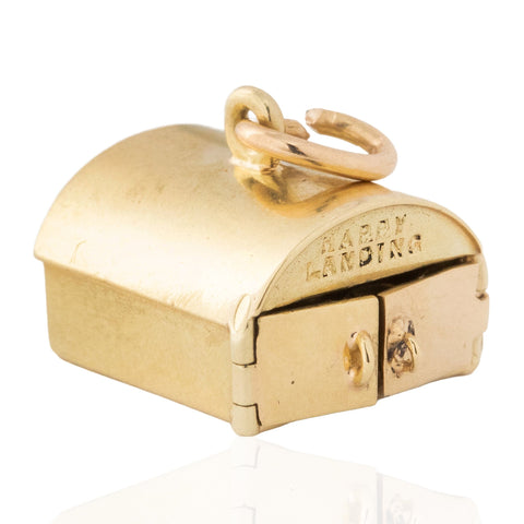 Vintage 14K yellow gold Happy Landing airplane hangar charm – alternate view 3