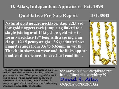 Vintage 22kt Alaskan Gold Nugget Necklace