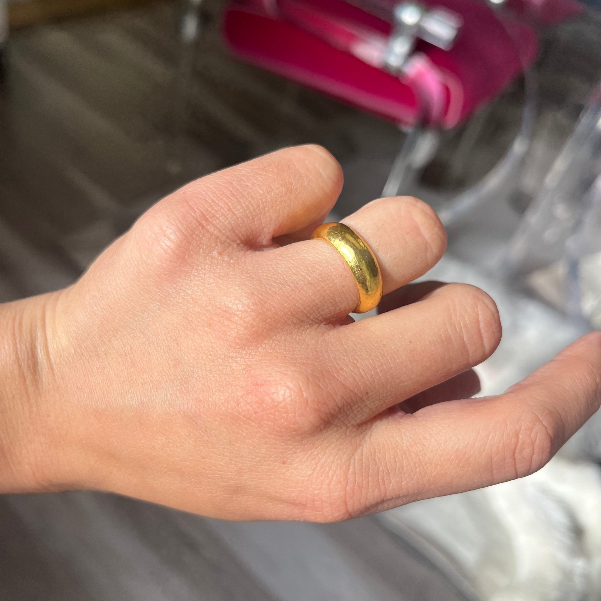 Vintage 24kt Wide Gold Band, 6.33mm