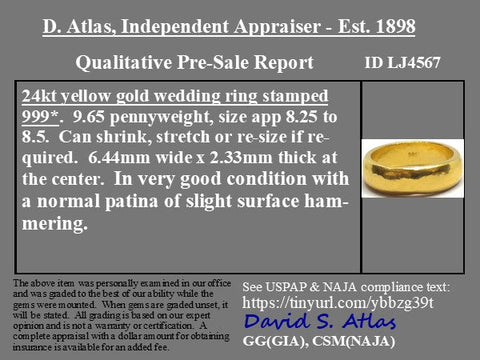 Vintage 24kt Wide Gold Band, 6.33mm