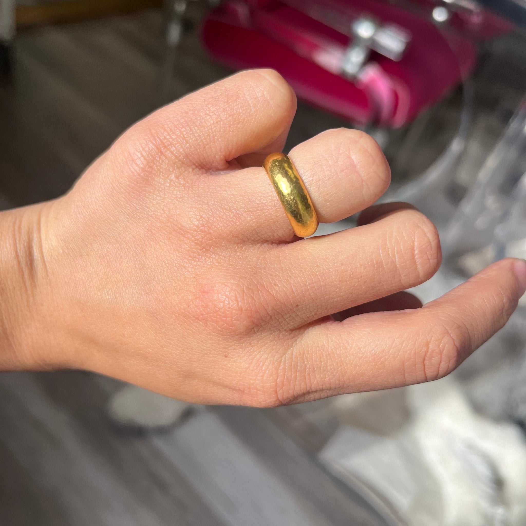 Vintage 24kt Wide Gold Band, 6mm